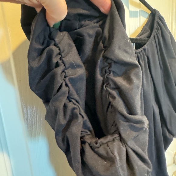 Anthropologie Black Ruched Material Short Sleeve Blouse Size 3X - Picture 10 of 10